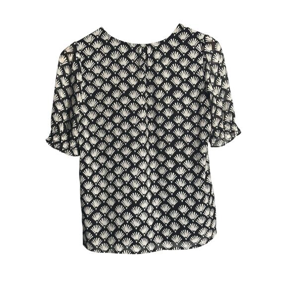 J.Crew‎ Black & White Seashell Smocked Crinkle Puff-sleeve - Picture 5 of 5